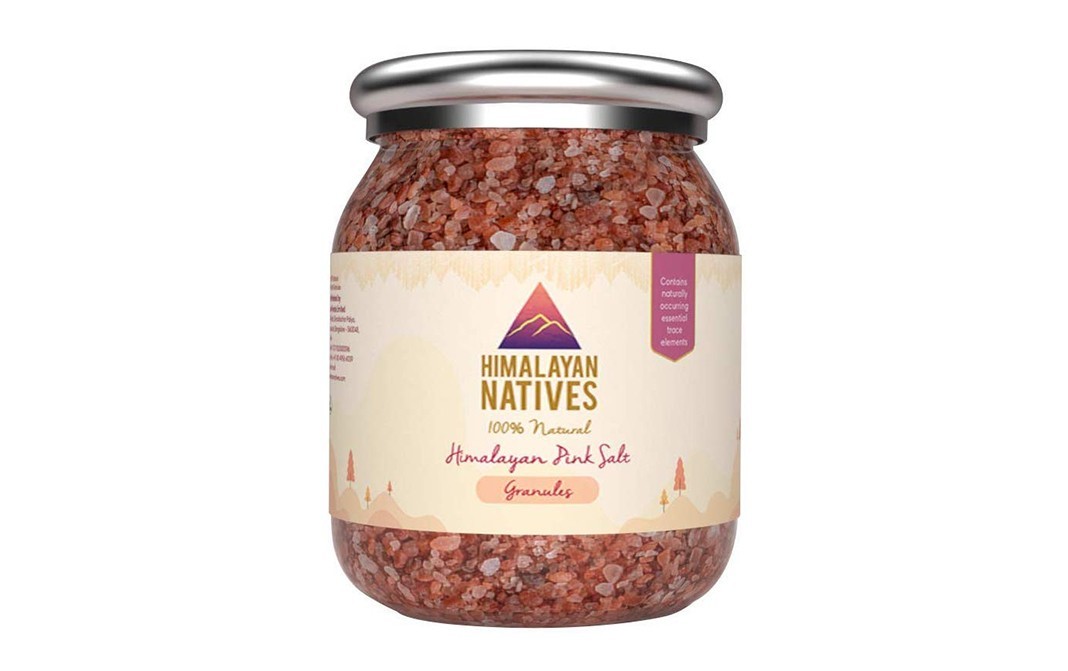 Himalayan Natives 100% Natural Himalayan Pink Salt Granules   Glass Jar  600 grams